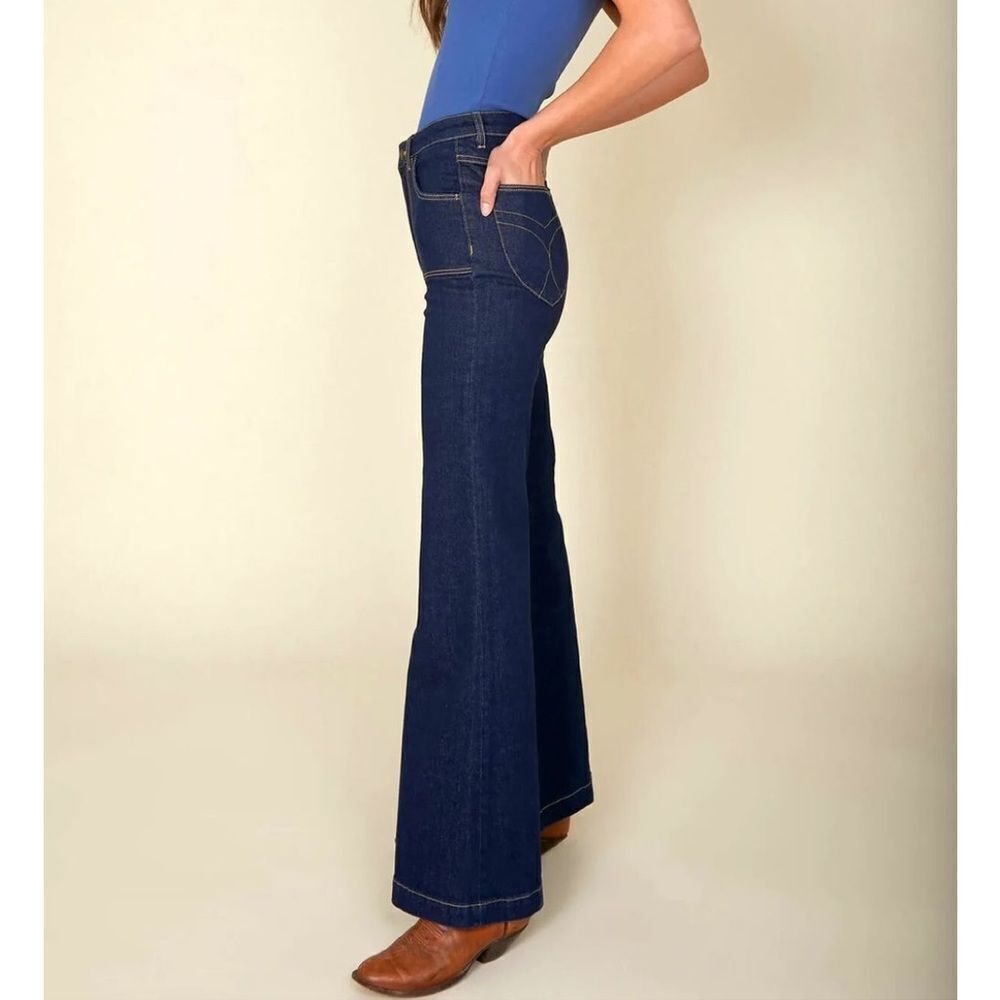 ROLLAS jeans east coast flares dark denim bell bottoms high rise NWT 32 - Picture 3 of 9